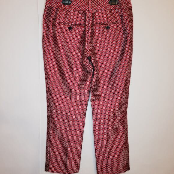 The Limited red geometric print jacquard cropped pants size 2P Retro Artsy 70s - Picture 2 of 12